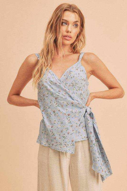 Aemi + Co Ditsy Floral Surplice Adjustable Straps Cami - Purcell's Clothing Company