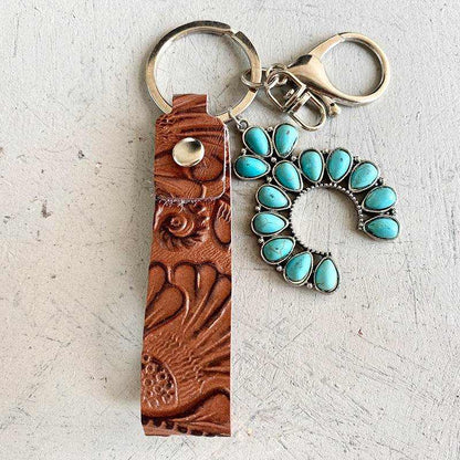 Turquoise Genuine Leather Key Chain - Purcell's Clothing Company