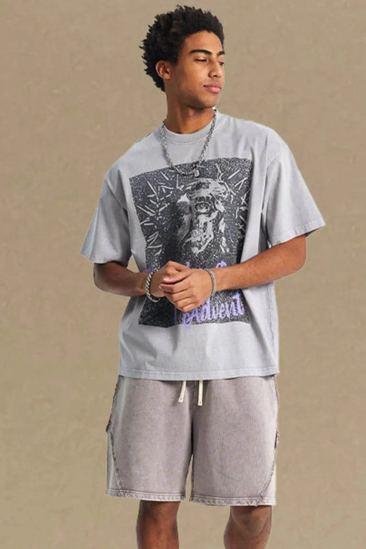Graphic Round Neck Short Sleeve T-Shirt - Purcell's Clothing Company