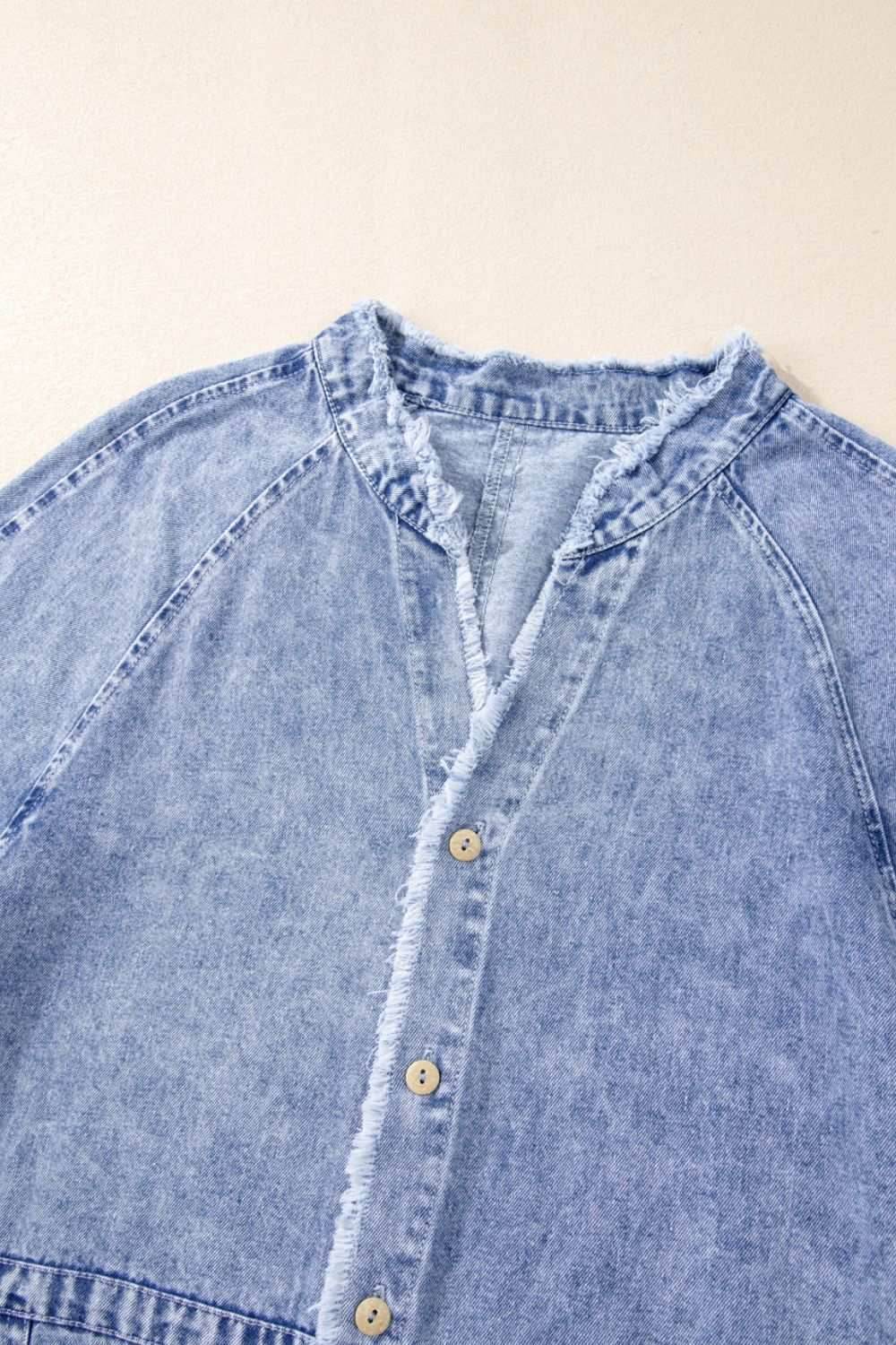 Raw Hem Button Down Long Sleeve Denim Dress - Purcell's Clothing Company