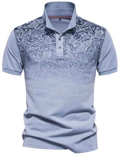 Printed Collared Neck Short Sleeve Polo - Purcell's Clothing Company