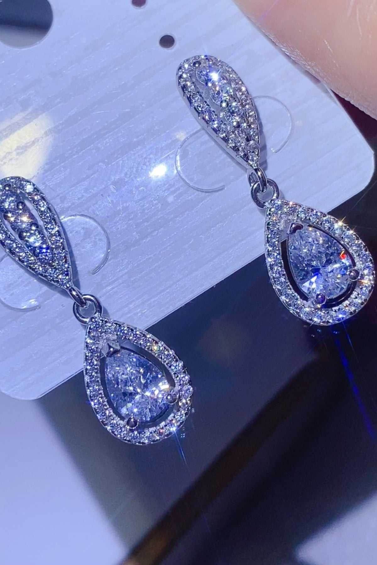 2 Carat Moissanite 925 Sterling Silver Teardrop Earrings - Purcell's Clothing Company