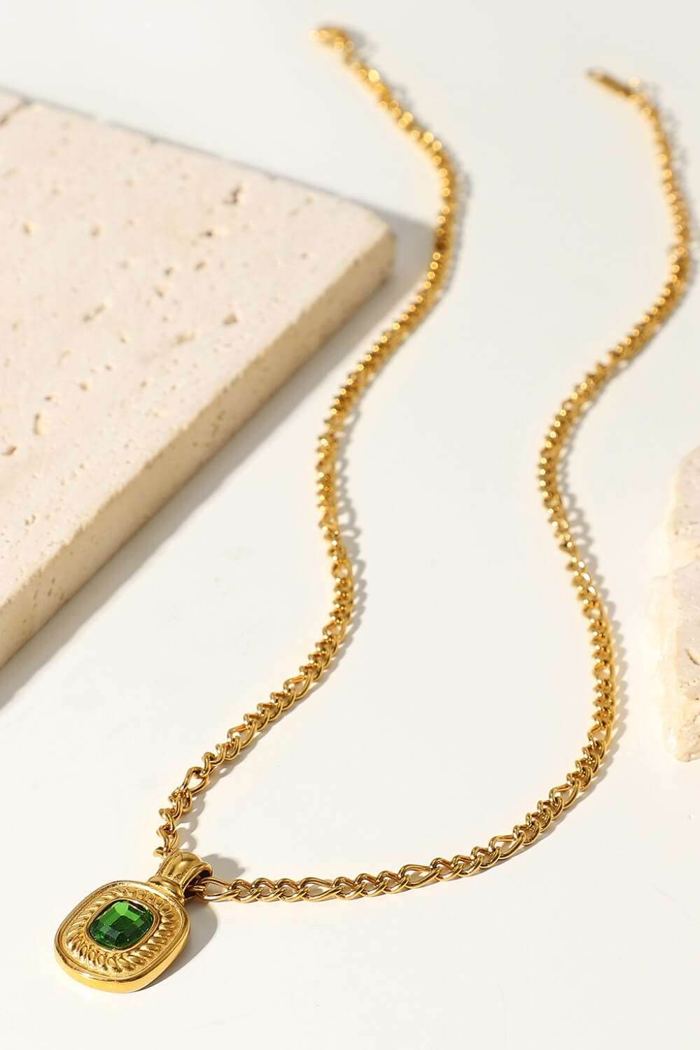 18K Gold Plated Inlaid Rhinestone Pendant Necklace - Purcell's Clothing Company