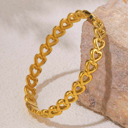 18K Gold-Plated Stainless Steel Heart Bracelet - Purcell's Clothing Company