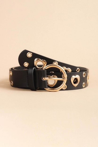 Heart Shape Alloy Detail PU Leather Belt - Purcell's Clothing Company