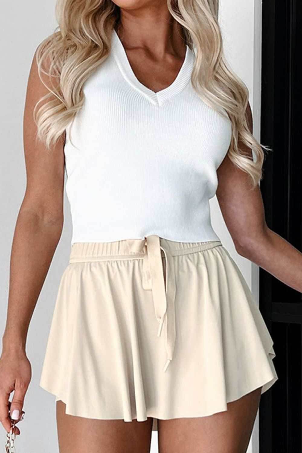 Drawstring High Waist Lined Active Skorts - Purcell's Clothing Company