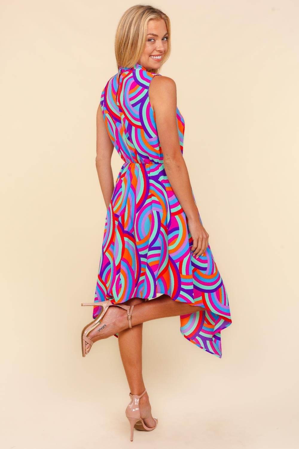 Haptics Full Size Mock Neck Sleeveless Printed Dress - Purcell's Clothing Company