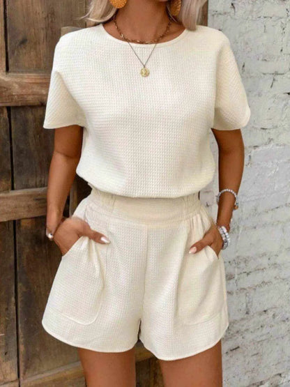 Round Neck Short Sleeve Top and Shorts Set - Purcell's Clothing Company