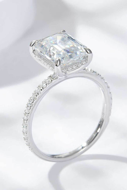 Emerald Cut 4 Carat Moissanite Side Stone Ring - Purcell's Clothing Company