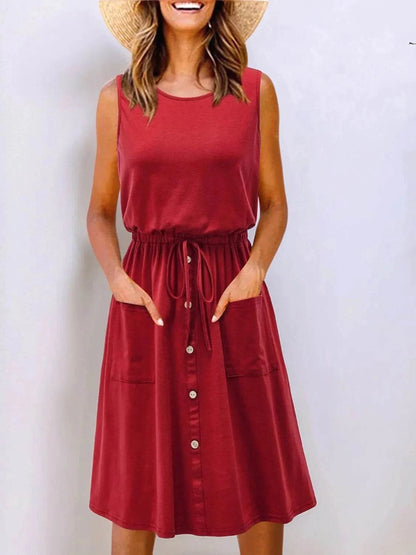 Full Size Round Neck Sleeveless Tank Dress Plus Size - Purcell's Clothing Company