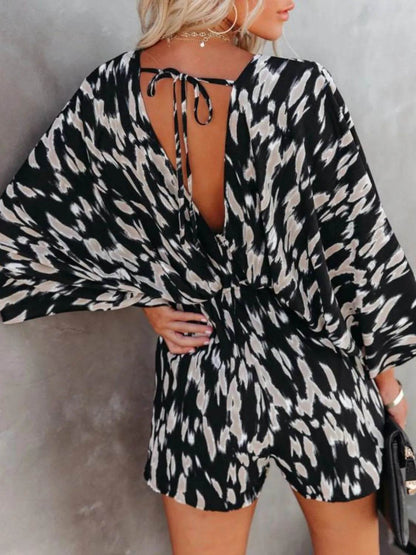 Oversized Tied Back Printed Romper - Purcell's Clothing Company