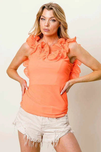BiBi Merrow Frilled Strap With Neckline Tank Top - Purcell's Clothing Company