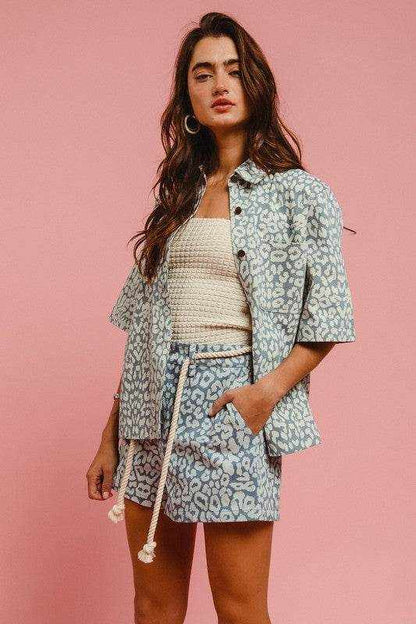 BiBi Rope Belt Leopard Shorts - Purcell's Clothing Company