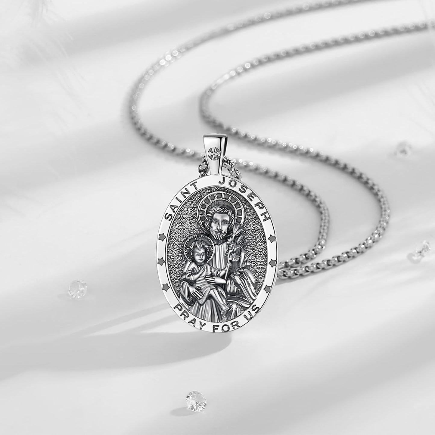 EUDORA 925 Sterling Silver Prayer Necklace