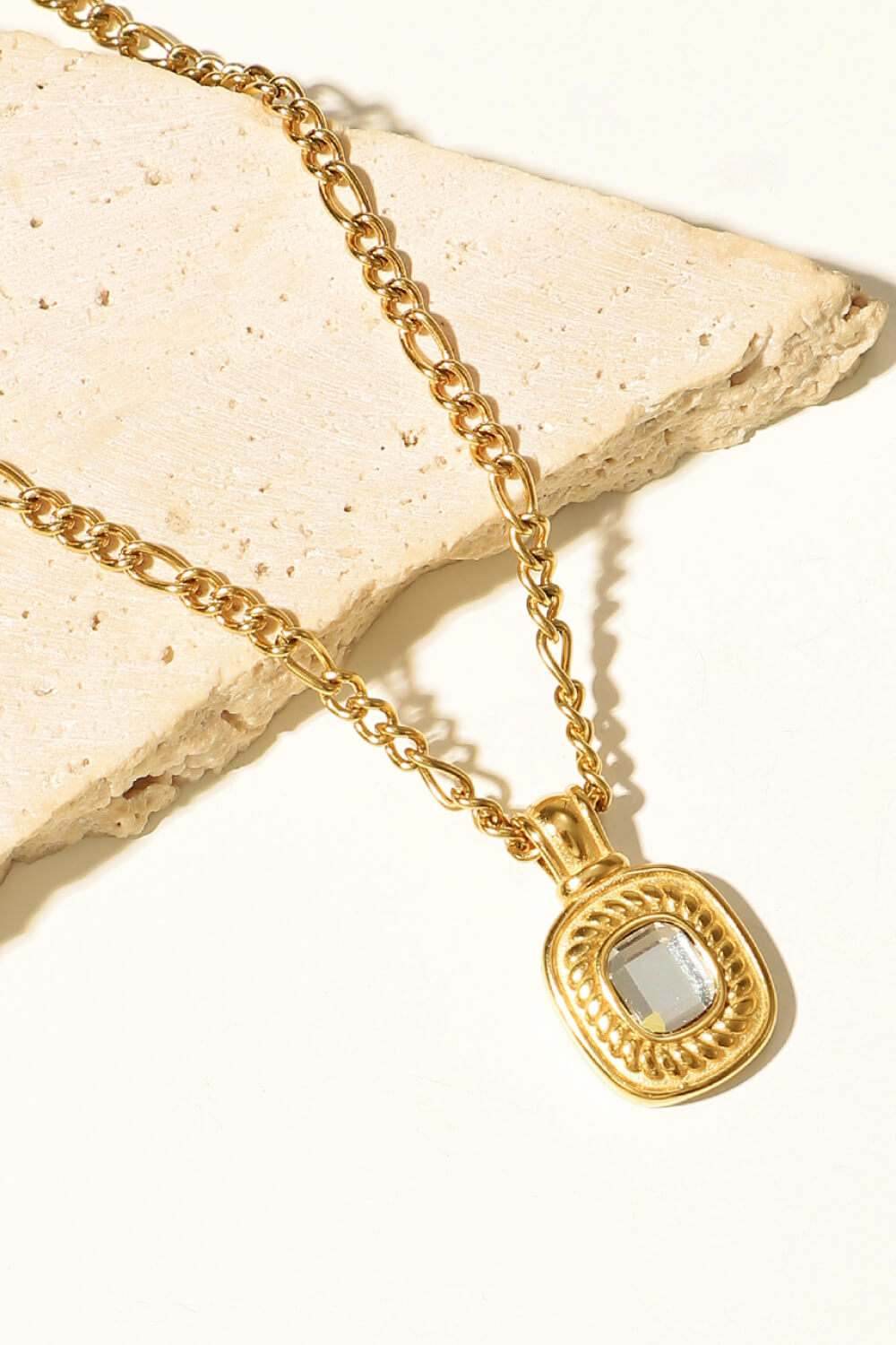 18K Gold Plated Inlaid Rhinestone Pendant Necklace - Purcell's Clothing Company