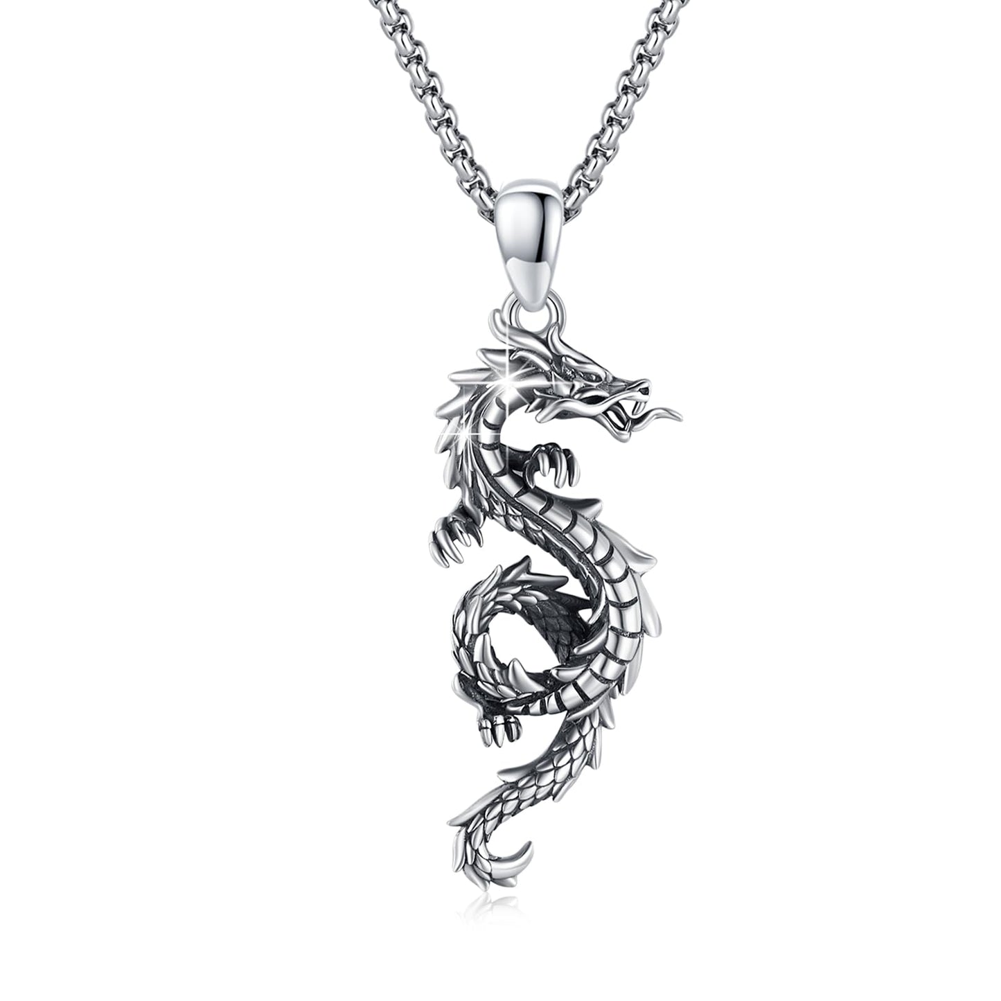 925 Sterling Silver Dragon Necklace