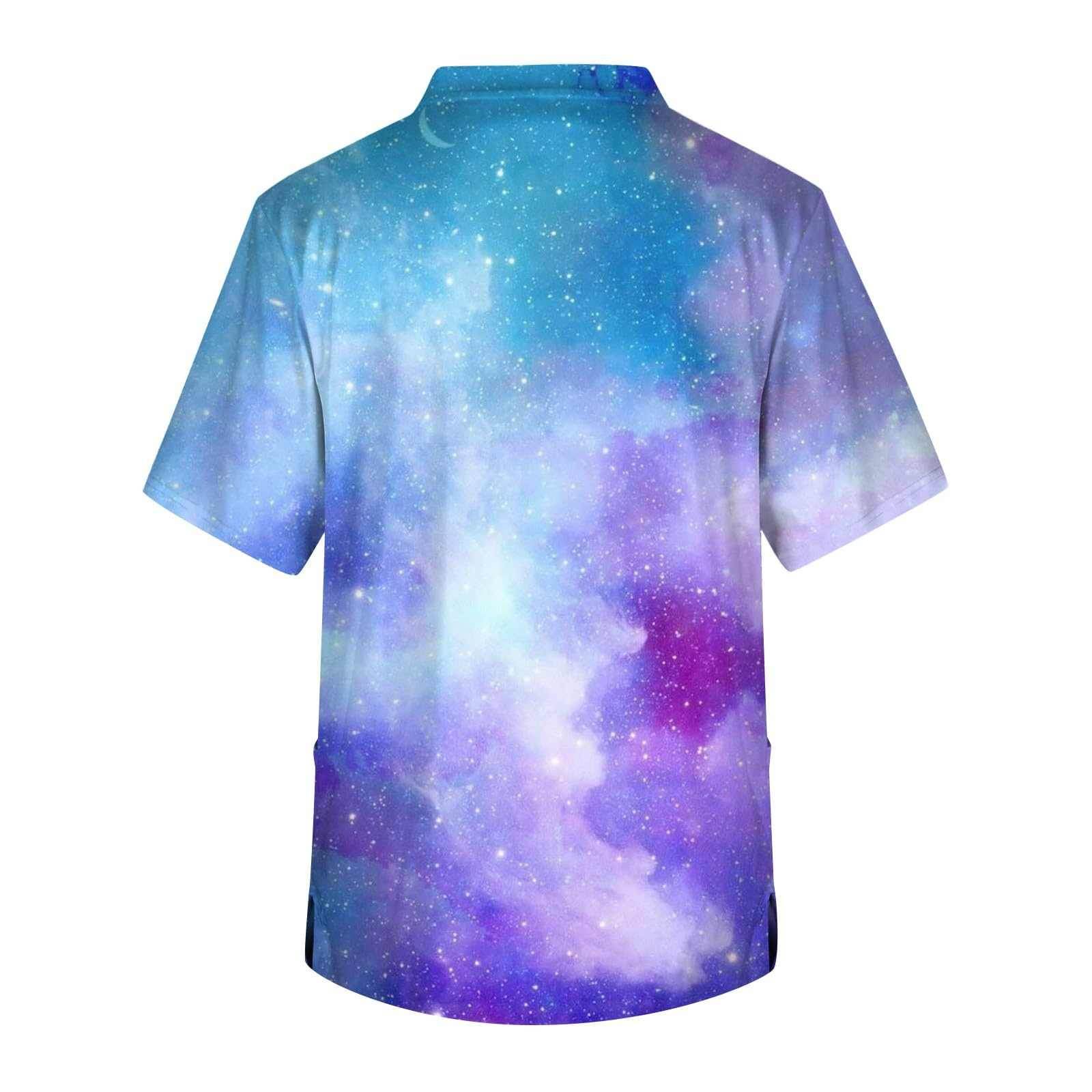 Galaxy Print V-Neck Scrub Top - Purcell's Clothing Company