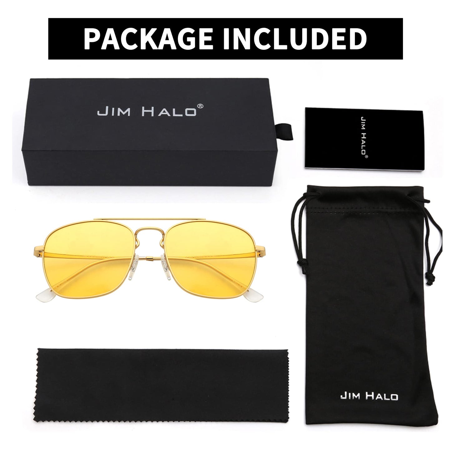 JIM HALO Retro Square Aviator Sunglasses