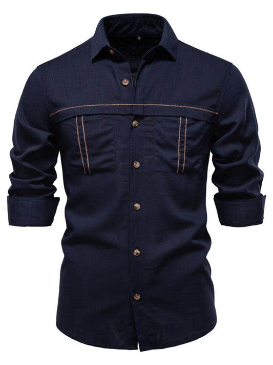 Solid Pattern Button Down Collared Neck Shirt - Purcell's Clothing Company