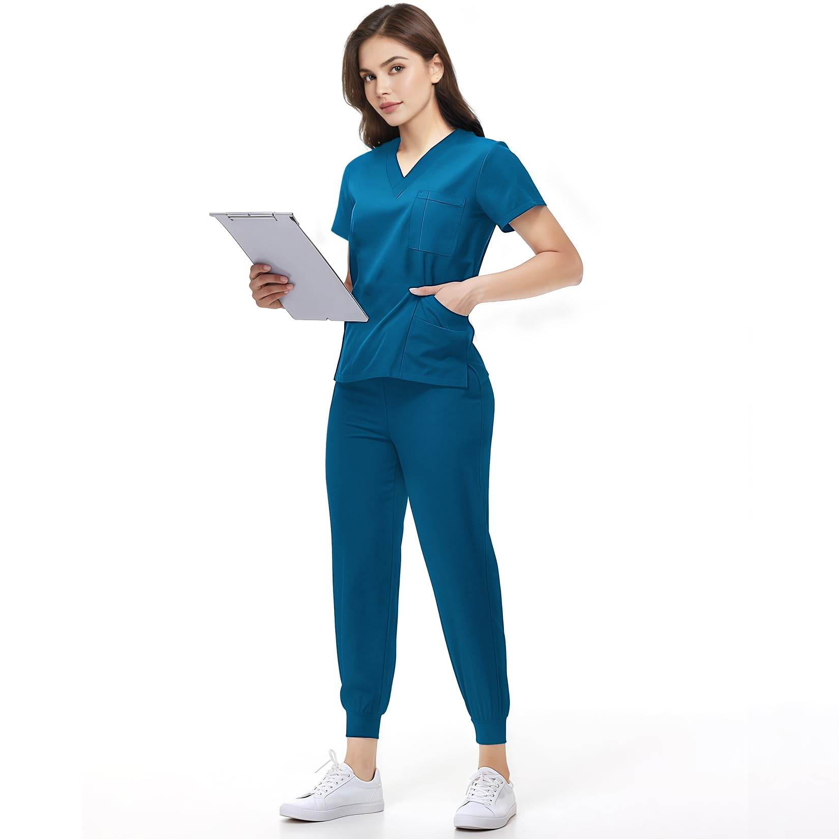 Jogger Scrub Set W/ V-Neck Top - Purcell's Clothing Company