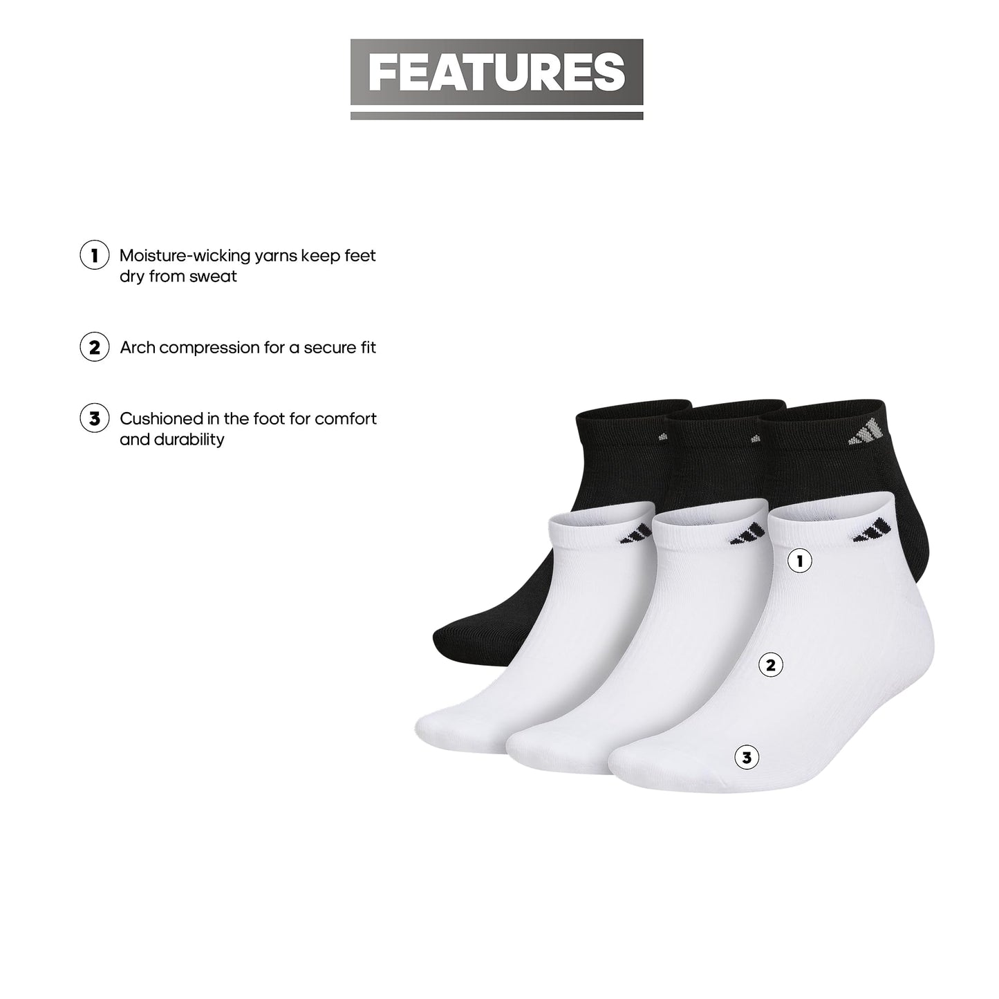 Low Cut Adidas Socks (6-Pairs)