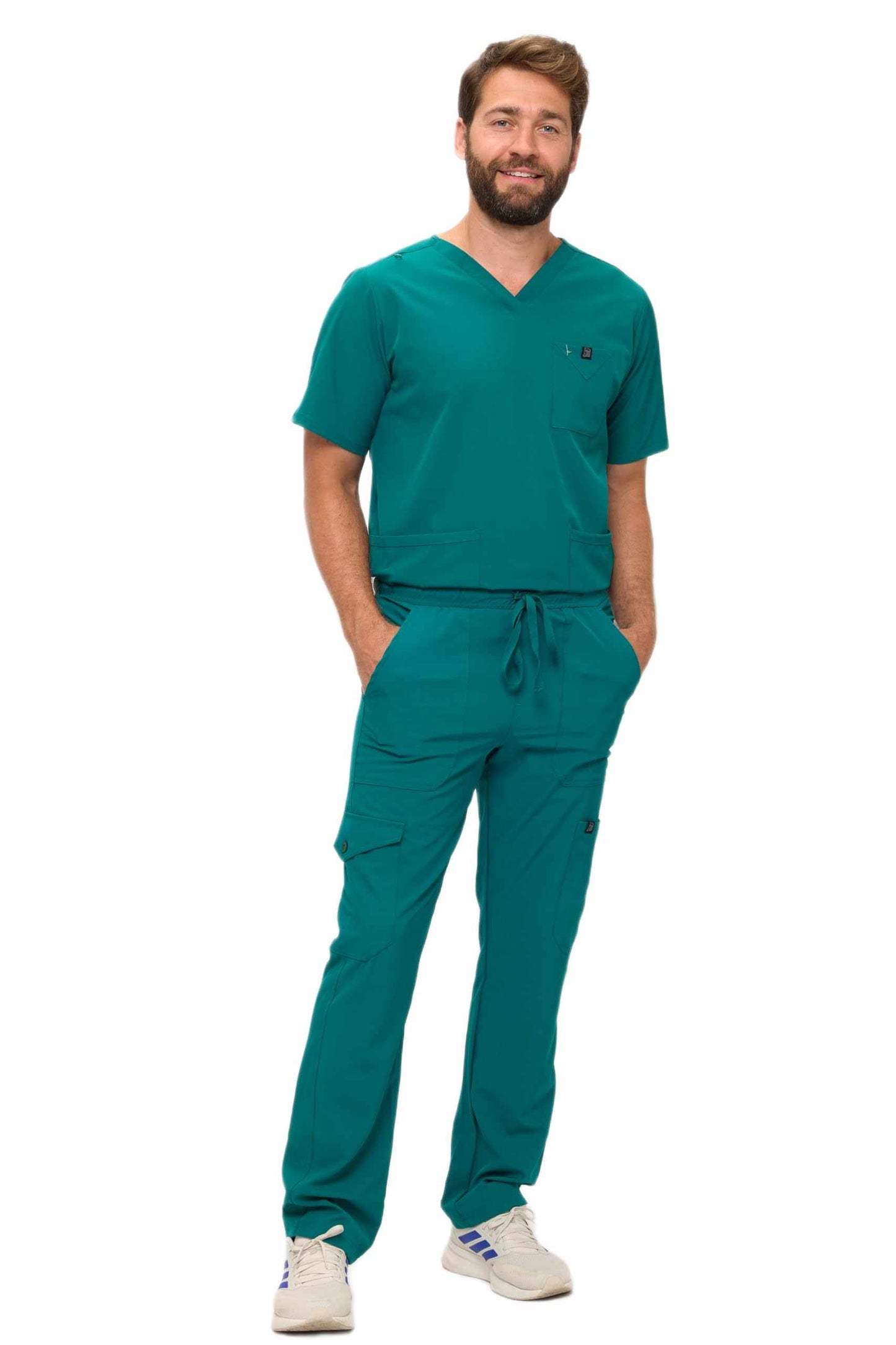 Multi-Pocket Cargo Scrub Set