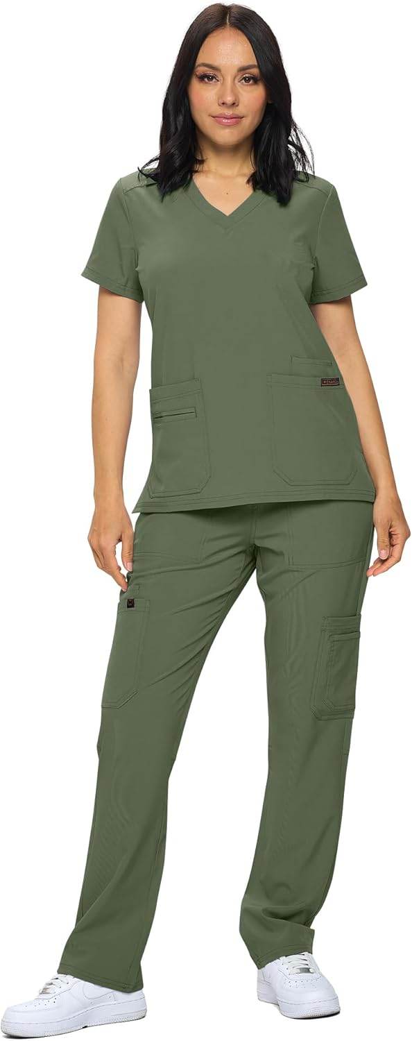 Regular & Petite Stretchy Scrubs - Set of Top & Pants - Purcell's Clothing Company