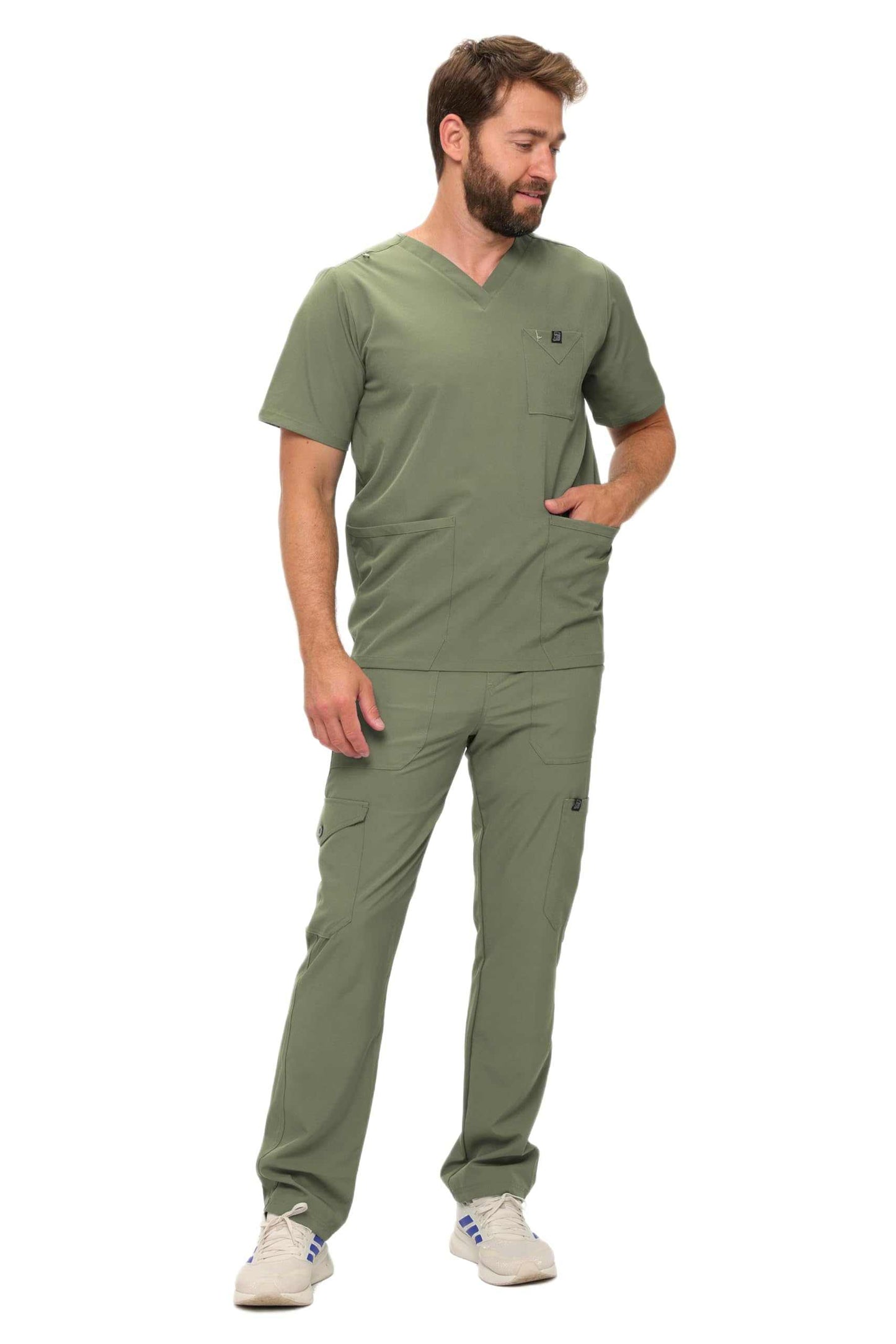 Multi-Pocket Cargo Scrub Set