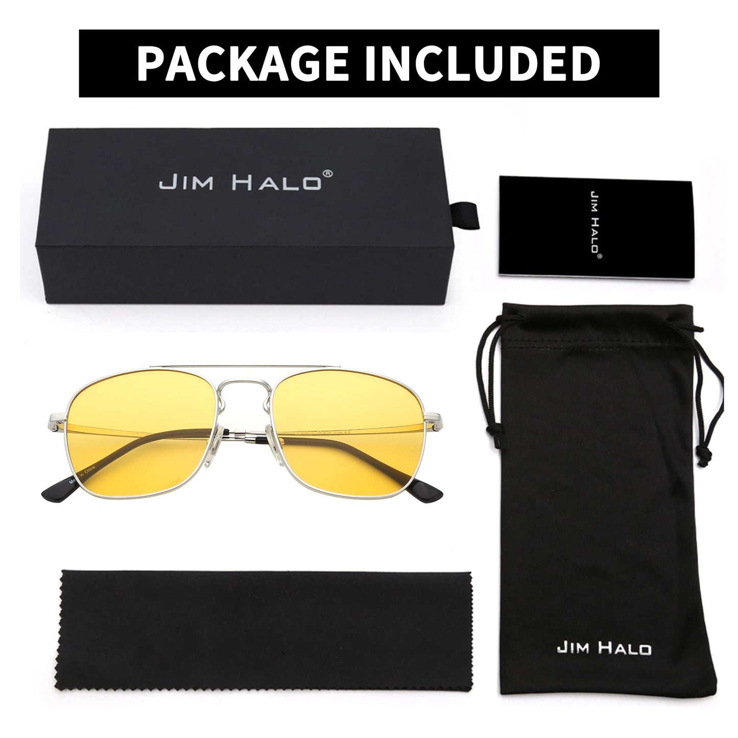 JIM HALO Retro Square Aviator Sunglasses