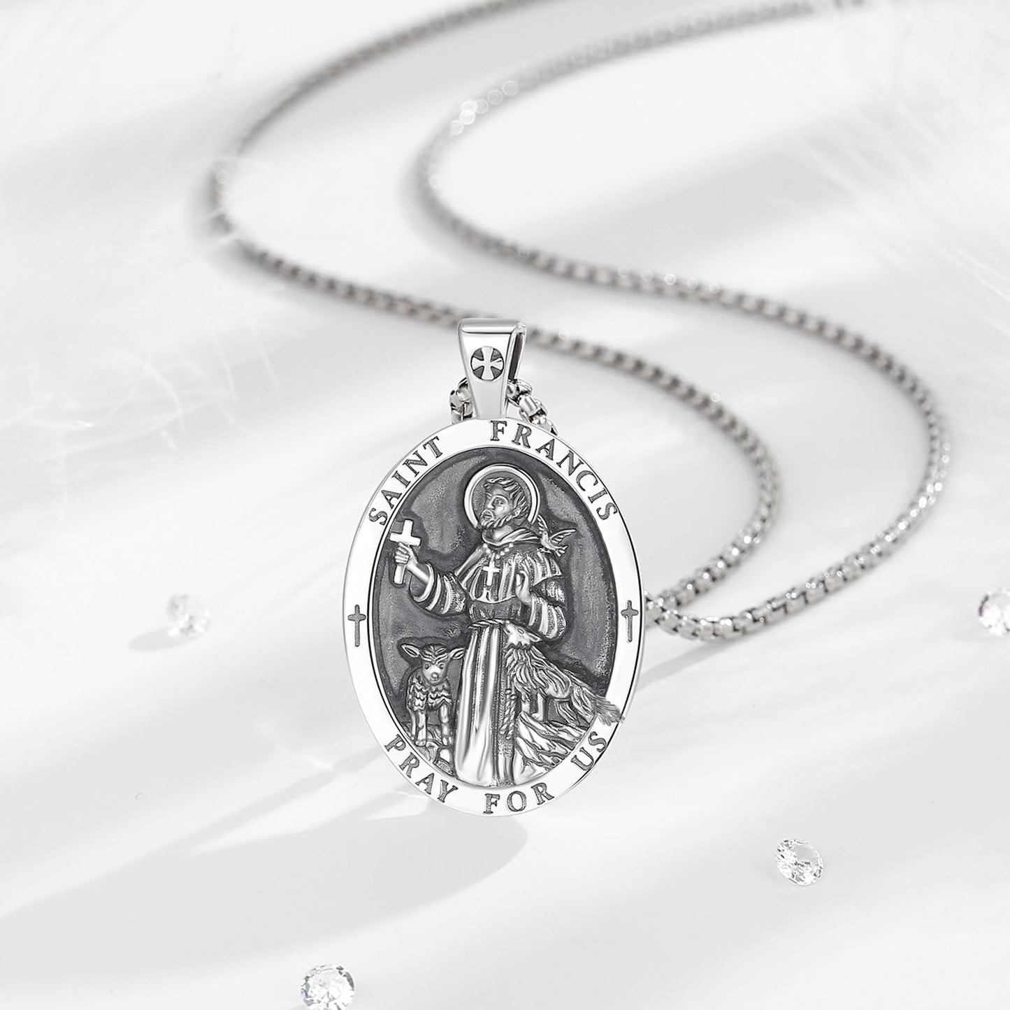 EUDORA 925 Sterling Silver Prayer Necklace