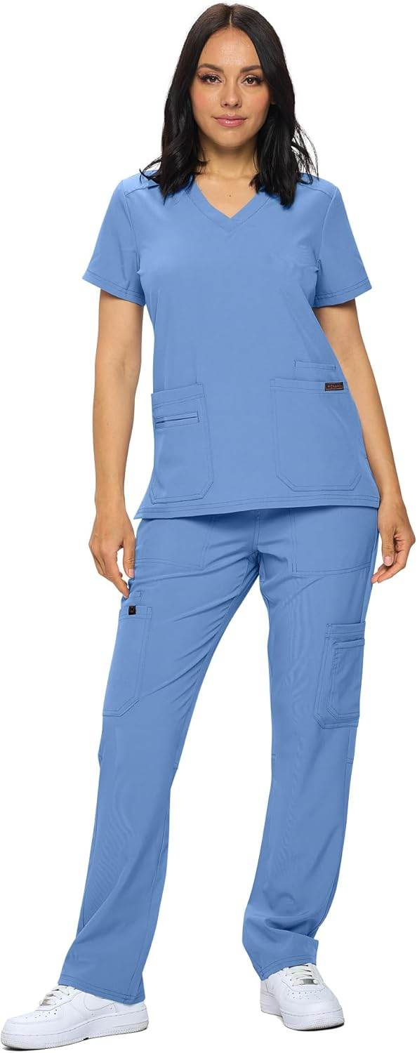 Regular & Petite Stretchy Scrubs - Set of Top & Pants - Purcell's Clothing Company