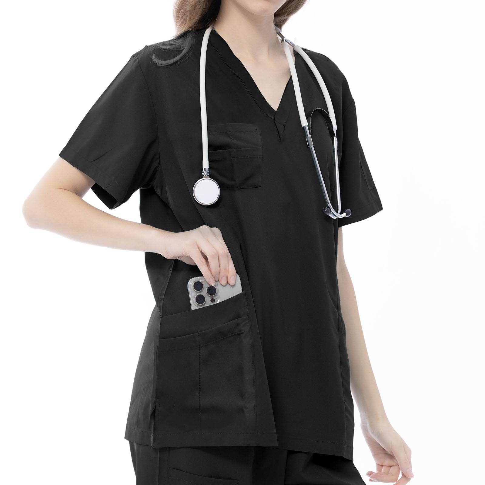 VICOGARD Scrub Set Stretch V-Neck Top & Straight Leg Pants - Purcell's Clothing Company