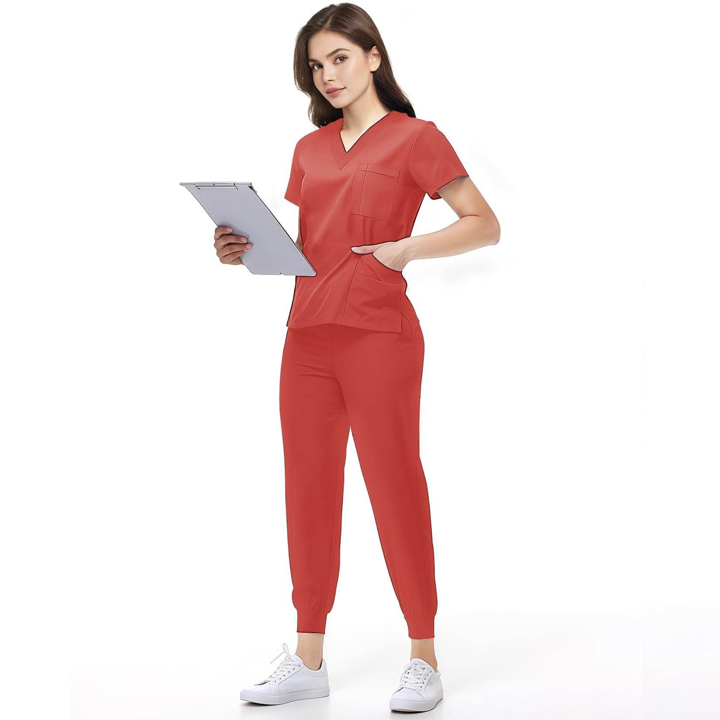 Jogger Scrub Set W/ V-Neck Top - Purcell's Clothing Company