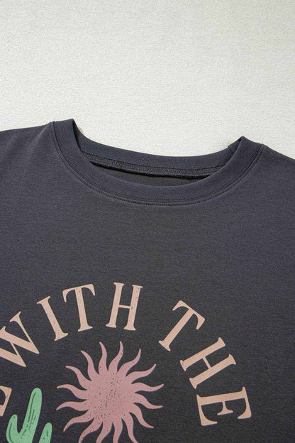 RISE WITH THE SUN Graphic Round Neck Short Sleeve T-Shirt - Purcell's Clothing Company