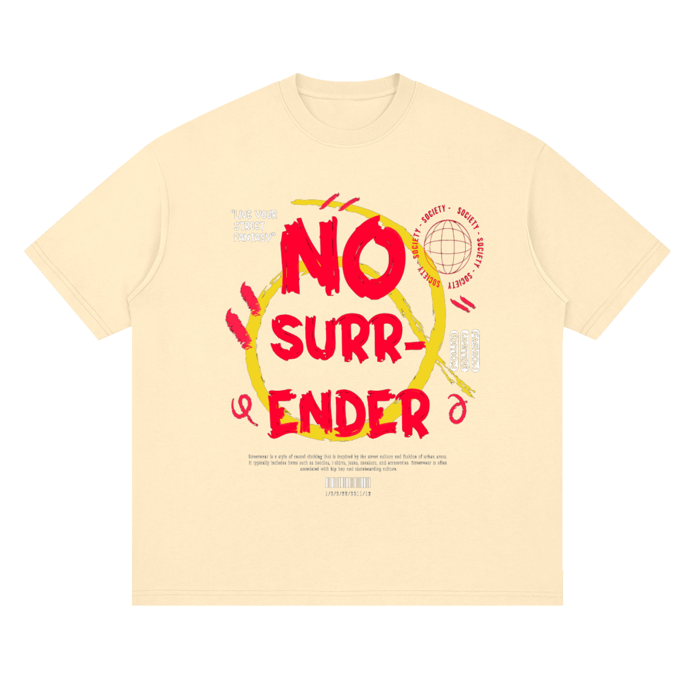No Surrender Streetwear Loose Drop Shoulder T-Shirt