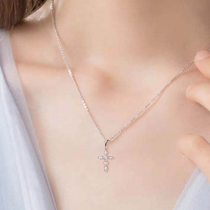 925 Sterling Silver Moissanite Cross Pendant Necklace - Purcell's Clothing Company