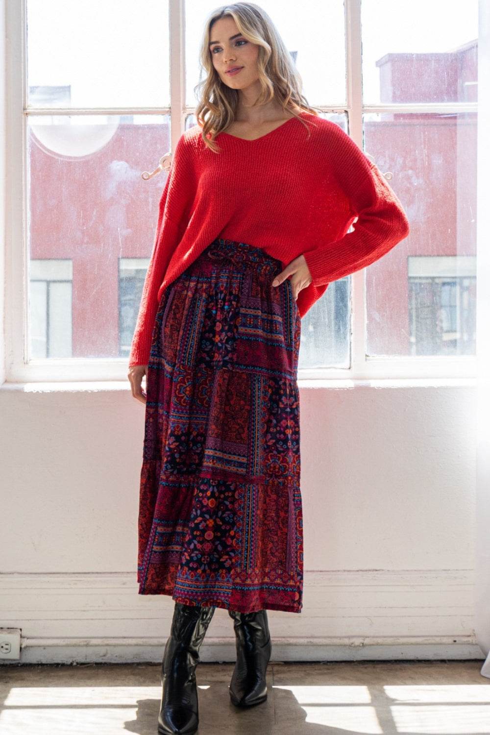 ODDI Full Size Printed Tiered Maxi Skirt - Purcell's Clothing Company