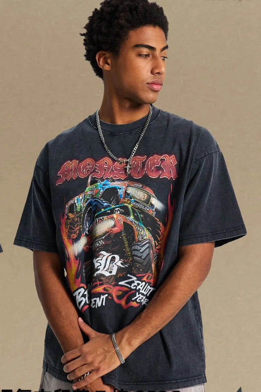 Graphic Round Neck Half Sleeve T-Shirt - Purcell's Clothing Company