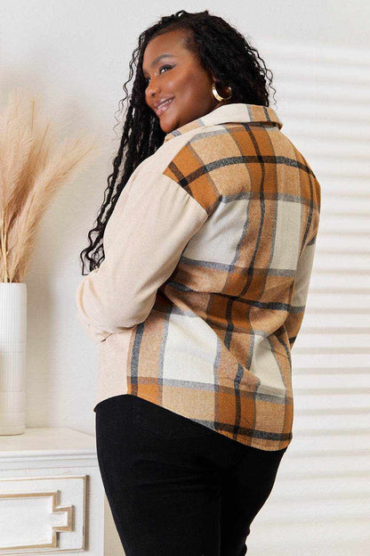 Perfee Plaid Print Dropped Shoulder Shirt - Purcell's Clothing Company