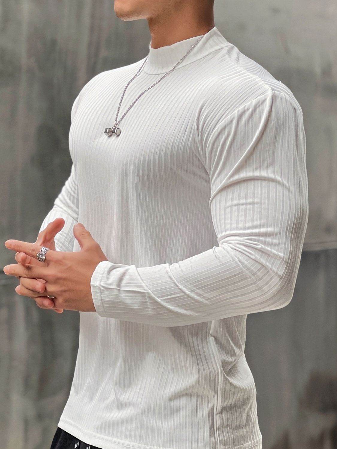 Mock Neck Long Sleeve T-Shirt - Purcell's Clothing Company