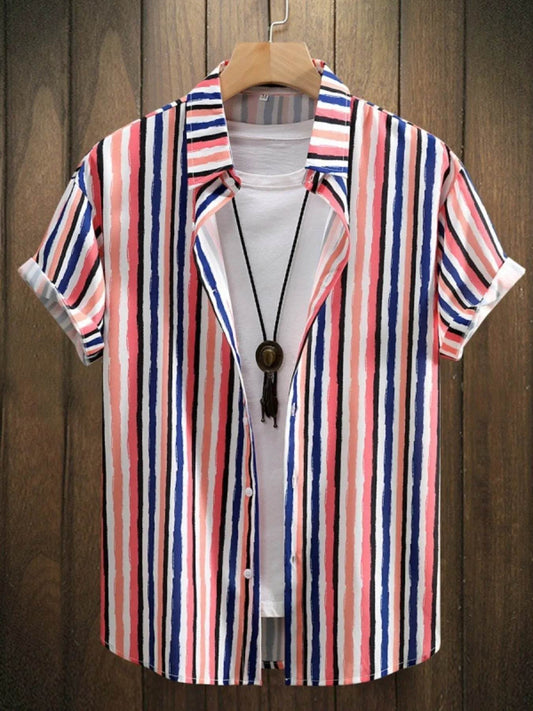 Men's Striped Button Up Short Sleeve Shirt - Purcell's Clothing Company