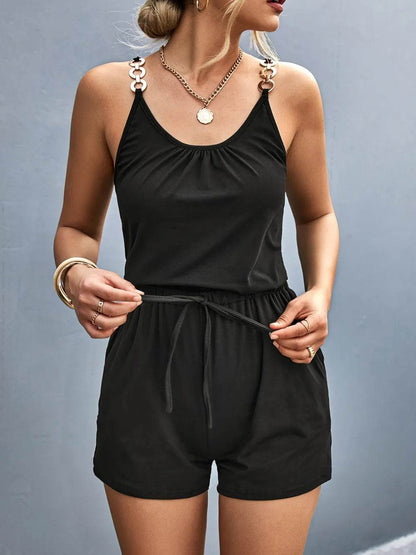Scoop Neck Romper with Pockets - Purcell's Clothing Company