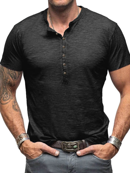 Casual Henley Short Sleeve Button Top - Purcell's Clothing Company