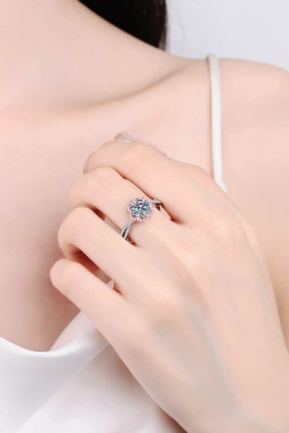 1 Carat Moissanite Flower-Shaped Crisscross Ring - Purcell's Clothing Company