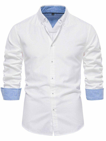 Solid Button Down Collared Neck Shirt - Purcell's Clothing Company
