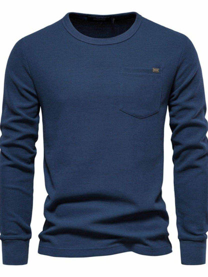 Waffle-Knit Round Neck T-Shirt - Purcell's Clothing Company