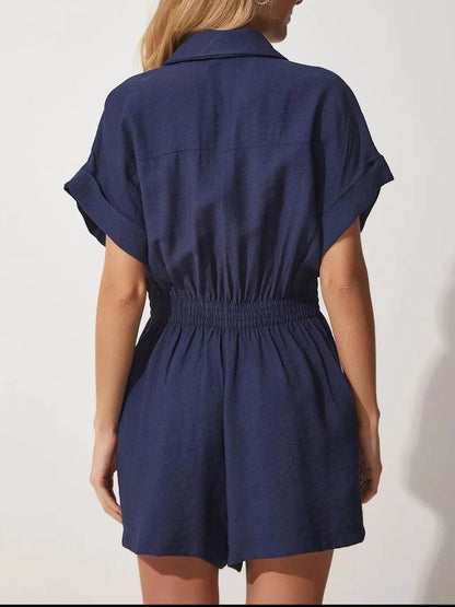 Johnny Collar Short Sleeve Romper - Purcell's Clothing Company