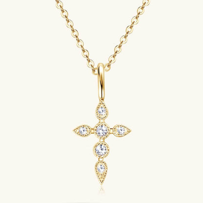 925 Sterling Silver Moissanite Cross Pendant Necklace - Purcell's Clothing Company