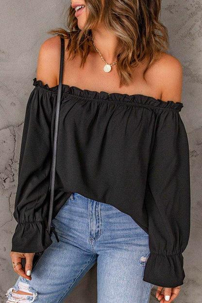 Off-Shoulder Flounce Sleeve Blouse - Purcell's Clothing Company