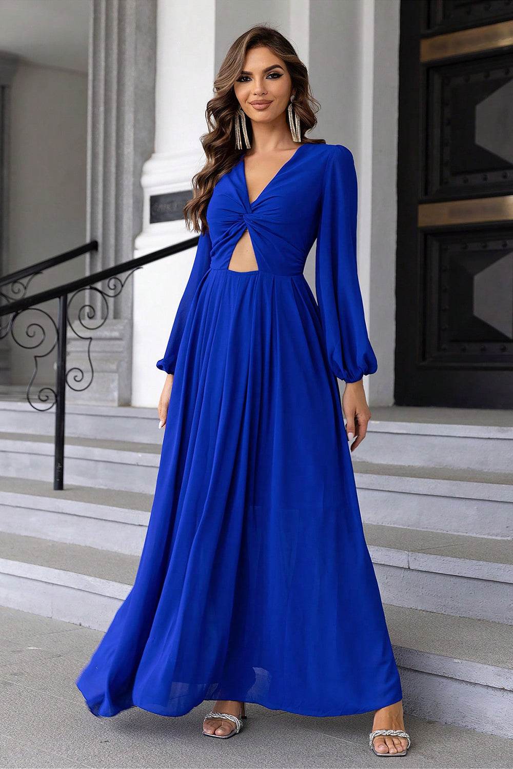 Twist Front Cutout Long Sleeve Dress - Purcell's Clothing Company